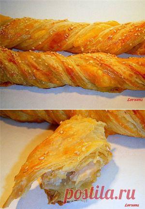 Спиральки из слоeного теста, или быстрый перекусон - кулинарный рецепт