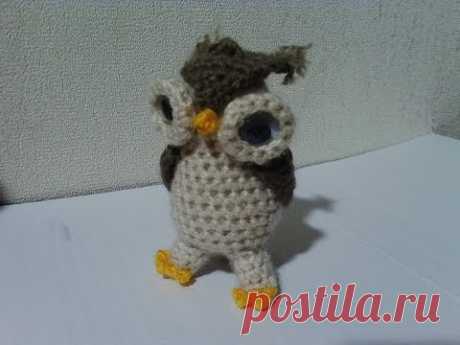 Сова - брелок.  Owl - key ring.  Мастер класс вязания крючком.