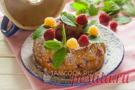 Творожный кекс с малиной