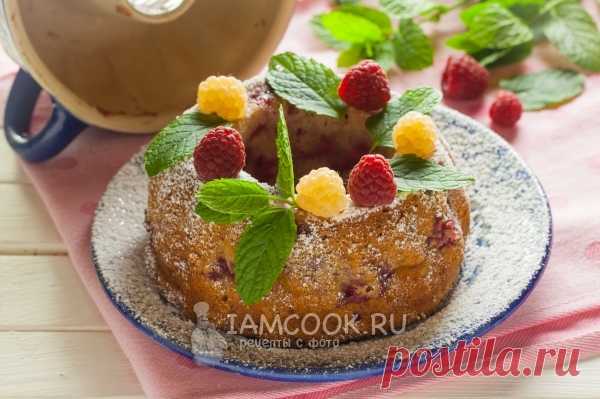Творожный кекс с малиной