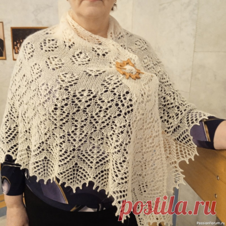 Вязание шали спицами
