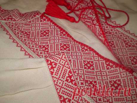 Українська вишивана сорочка &quot;Кошовий&quot; полотно домотканне невибілене