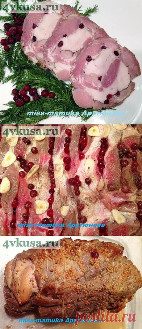 Рулет из маринованной свиной шейки с куриным филе. | 4vkusa.ru