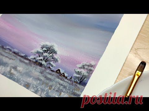 Зимний пейзаж гуашью Стрим от 05.12.21