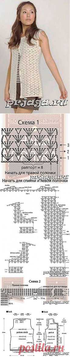 Ажурный жилет крючком