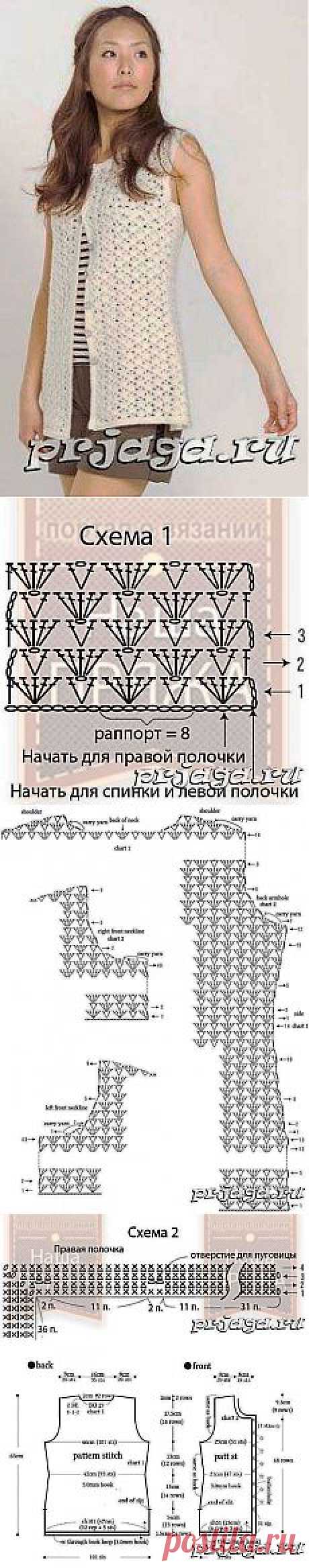 Ажурный жилет крючком