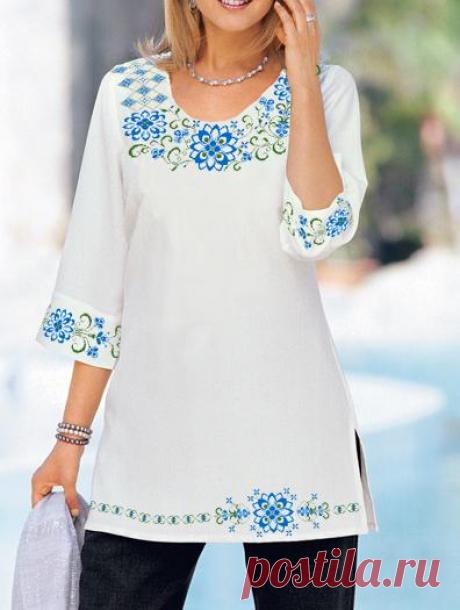 Вышивка крестом женской сорочки. Схемы для вышиванок |