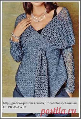 Hermoso y original sueter de crochet.