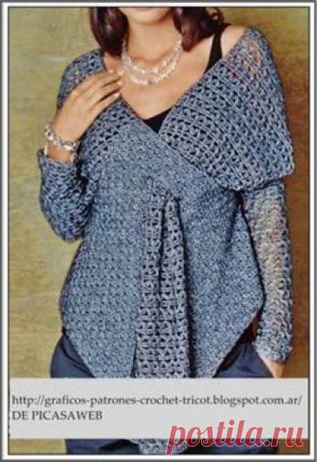 Hermoso y original sueter de crochet.