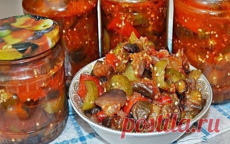 Как приготовить рецепт приготовления салата из баклажан и огурцов на зиму в томатном соусе - рецепт, ингредиенты и фотографии