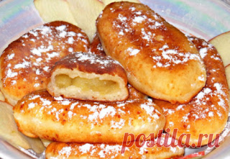 Самые вкусные рецепты: Пирожки жаренные на сковородке из творожного теста с яблоками