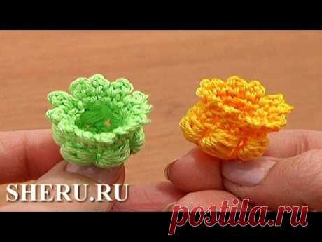 How to Crochet Belflower  Урок 68 часть 1 из 3 Цветы вязаные крючком