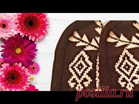 Вязаные пинетки с узором тунисским