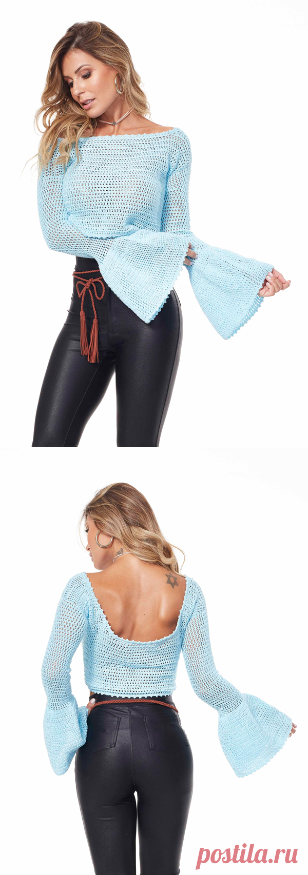 Blusa de Crochê Azul Claro - Linha Charme Candy Colors - Blog do Bazar Horizonte - Maior Armarinho Virtual do Brasil