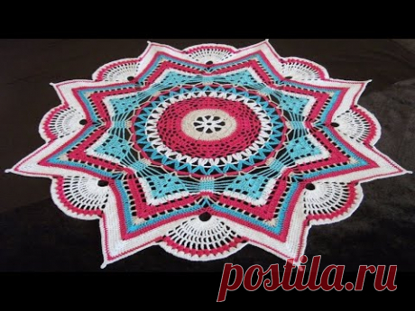 ЦВЕТНАЯ САЛФЕТКА "ЗВЕЗДОЧКА" КРЮЧКОМ. ЧАСТЬ 1
