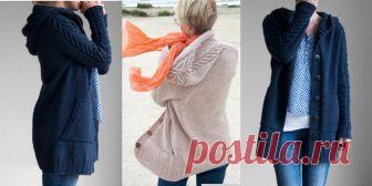 Вязаное пальто с капюшоном с описанием Roxane Вязаное пальто с капюшоном спицами Coat for Roxane с описанием от Картин Шнайдер. Модная модель под названием Пальто для Роксаны с капюшоном и карманами с описанием от дизайнера.