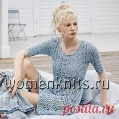 Платье спицами с ажурными узорами