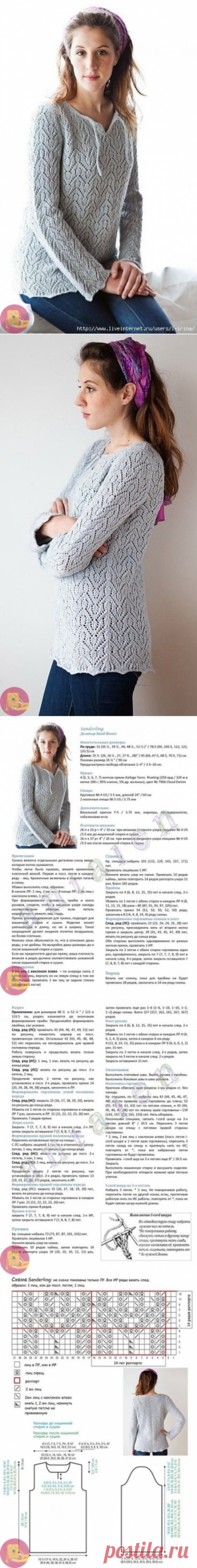 Пуловер SANDERLING спицами — Сделай сам, идеи для творчества - DIY Ideas