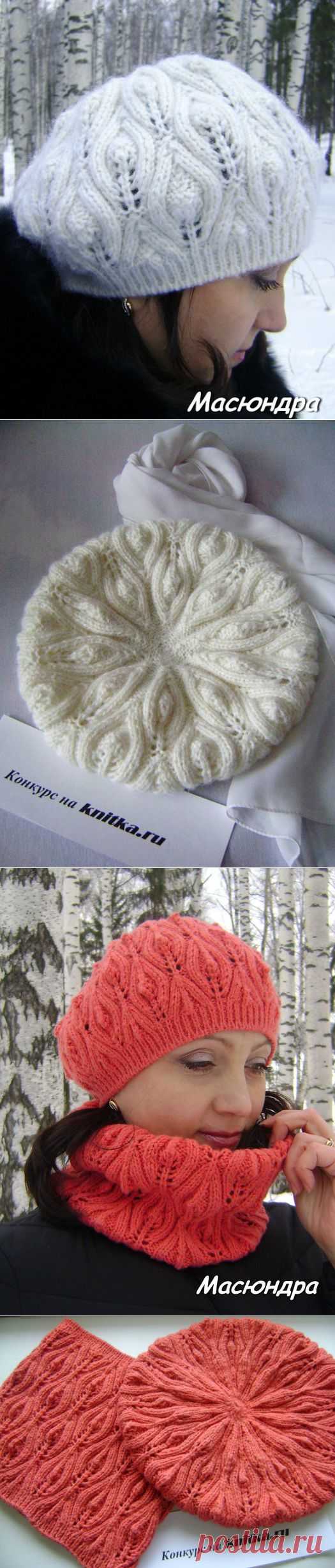 Берет с листочками.