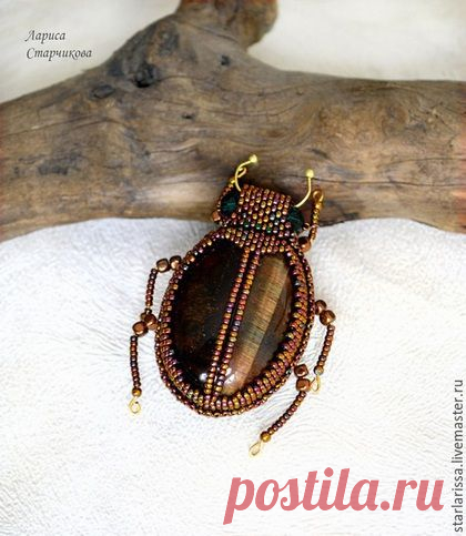 брошь- жук из тигрового глаза в интернет-магазине на Ярмарке Мастеров | Алматы - доставка по России. Товар продан.