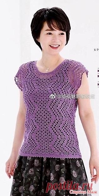 Ажурный топ с филейными зигзагами. Крючок. https://www.liveinternet.ru/