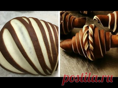 Striped Chocolate Croissants  معجنات وكرواســـون بالألـــــــوان طريقة جنونية