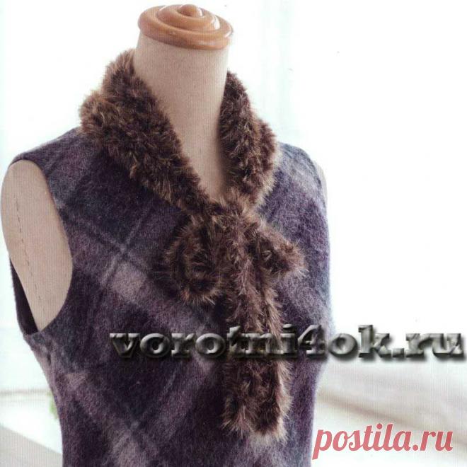 Пушистый воротник с завязками