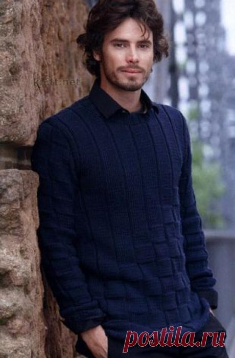 Мужской пуловер - узор шахматы | knitt.net | Все о вязании