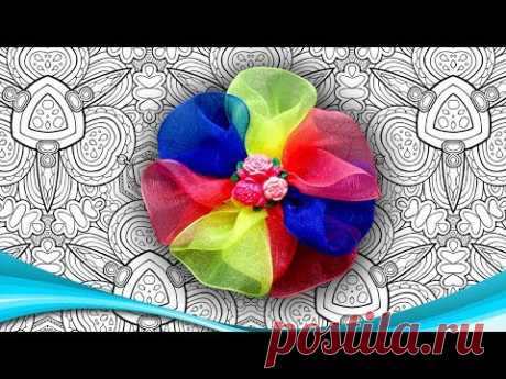 DIY Делаем бантики - цветы из лент органзы своими руками. Мастер класс канзаши (English subs)
