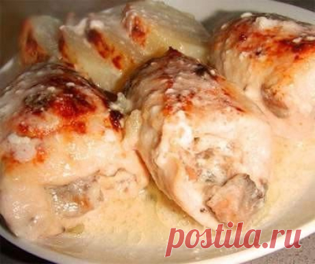 Полезное каждый день! - Куриные рулеты с грибами в сливках