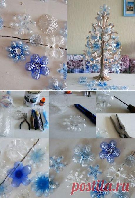Мастерица в стране Переделкино: снежинки из пластиковых бутылок.