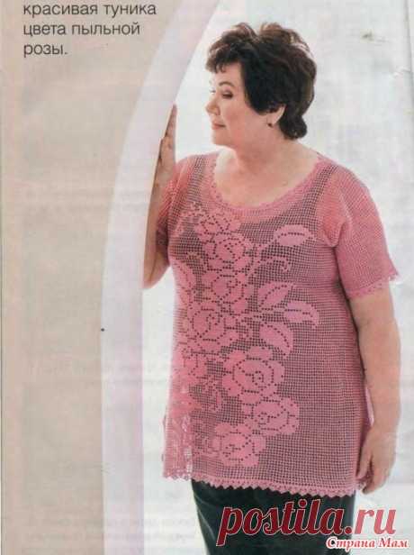. Филейная туника &quot;Пыльная роза&quot; https://velenocka.ru/  крупные схемы
