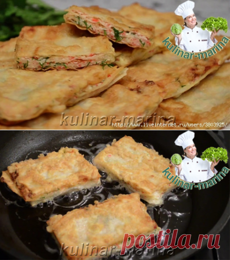 Гренки "Восточные" со сливочным сыром, укропом, крабовыми палочками - очень быстро, очень вкусно!
