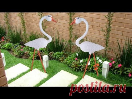 GARÇA PARA JARDIM - RECICLE GARRAFA PET