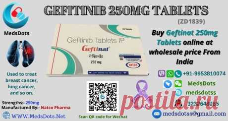 Buy Natco Geftinat 250mg tablets online from MedsDots at wholesale price and get it delivered at your doorstep. MedsDots is an Indian and overseas medical supplier that serves you all life-saving rare &amp; targeted medicines at wholesale price and shipped it around almost anywhere in the world in a quick time with no worry of quality of products. It is an anti-cancer generic Iressa medication researched &amp; marketed by Natco Pharma that is used to treat breast cancer, lung cancer, and so on.