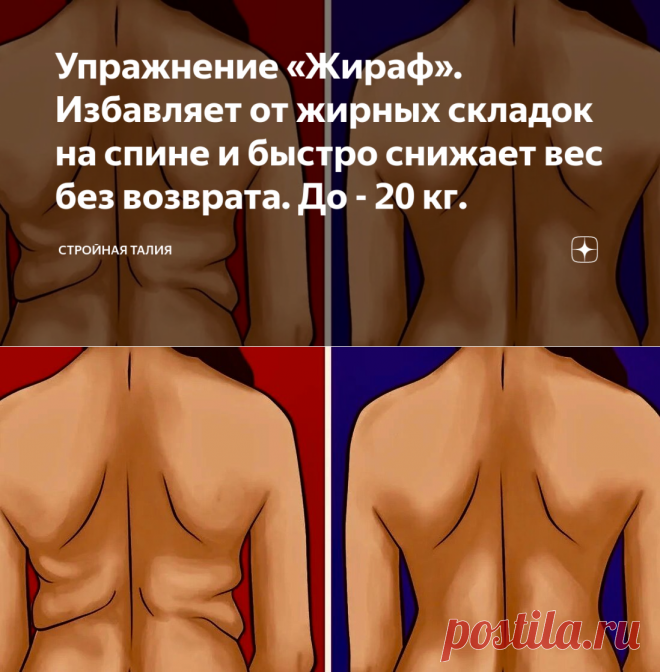 Упражнение «Жираф». Избавляет от жирных складок на спине и быстро снижает вес без возврата. До - 20 кг. | Стройная талия | Яндекс Дзен