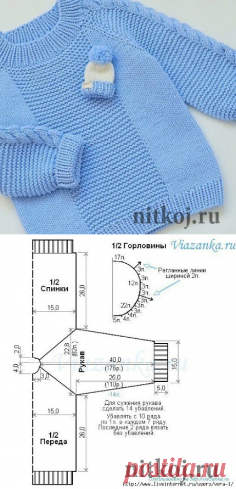 Пуловер с косами » Ниткой - вязаные вещи для вашего дома, вязание крючком, вязание спицами, схемы вязания