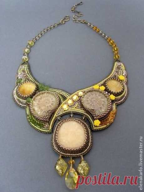 (1) Колье с кальцитом и флюоритами. Handmade. | Bead embroidery