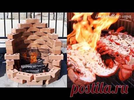 (SUB)🌋#5.벽돌원형그릴만들기｜전원생활｜#랍스타치즈구이 랍스타라면 해먹었어요!! Brick Grill Lobster barbecue