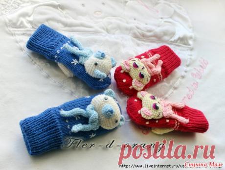 Двойные варежки со зверюшками - Вязание - Страна Мам