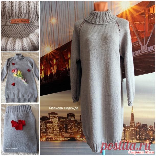 . Платье спицами, реглан сверху - Вязание - Страна Мам