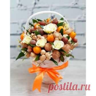 NUT BOX 01 Ореховый букет с хлопком, букет из орехов, купить ореховый букет