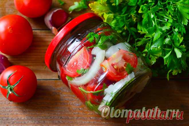 Помидоры дольками с луком и маслом на зиму без стерилизации: рецепт с фото пошагово