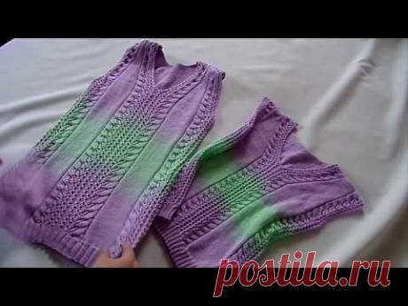 Летняя безрукавка с ажурным узором. Вязание спицами. Часть 1