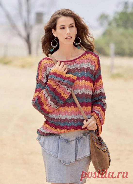 Два джемпера в полоску спицами и крючком