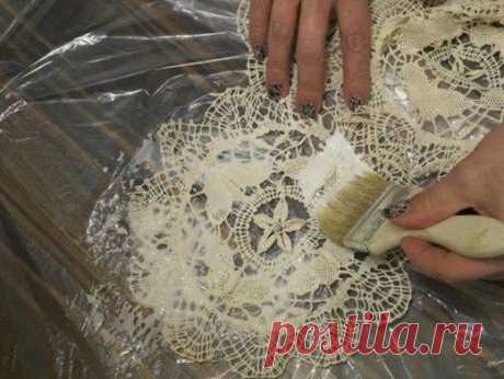 Как накрахмалить салфетку связанную крючком крахмалом