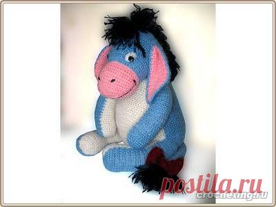 Ослик Иа, связанный крючком, описание модели, пример вязания