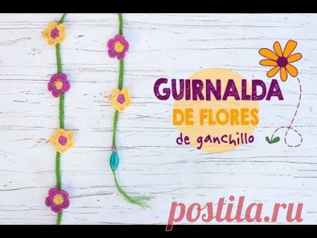 Cómo hacer una guirnalda de flores en ganchillo | Crochet flower garland tutorial