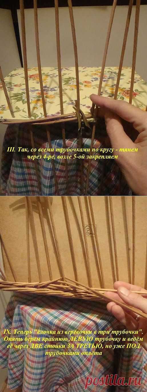 МК плетение из газет "плетение веревочки из трех трубочек".
