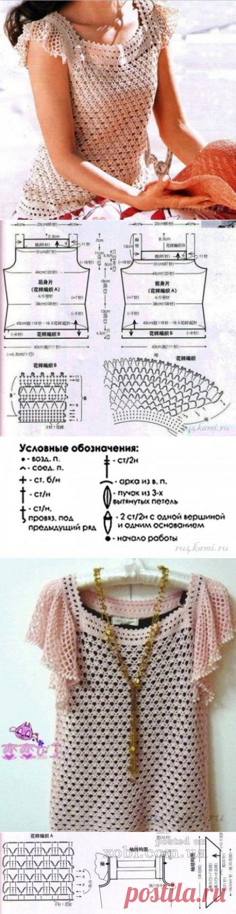 Нежный топ на лето | Вязание крючком и спицами